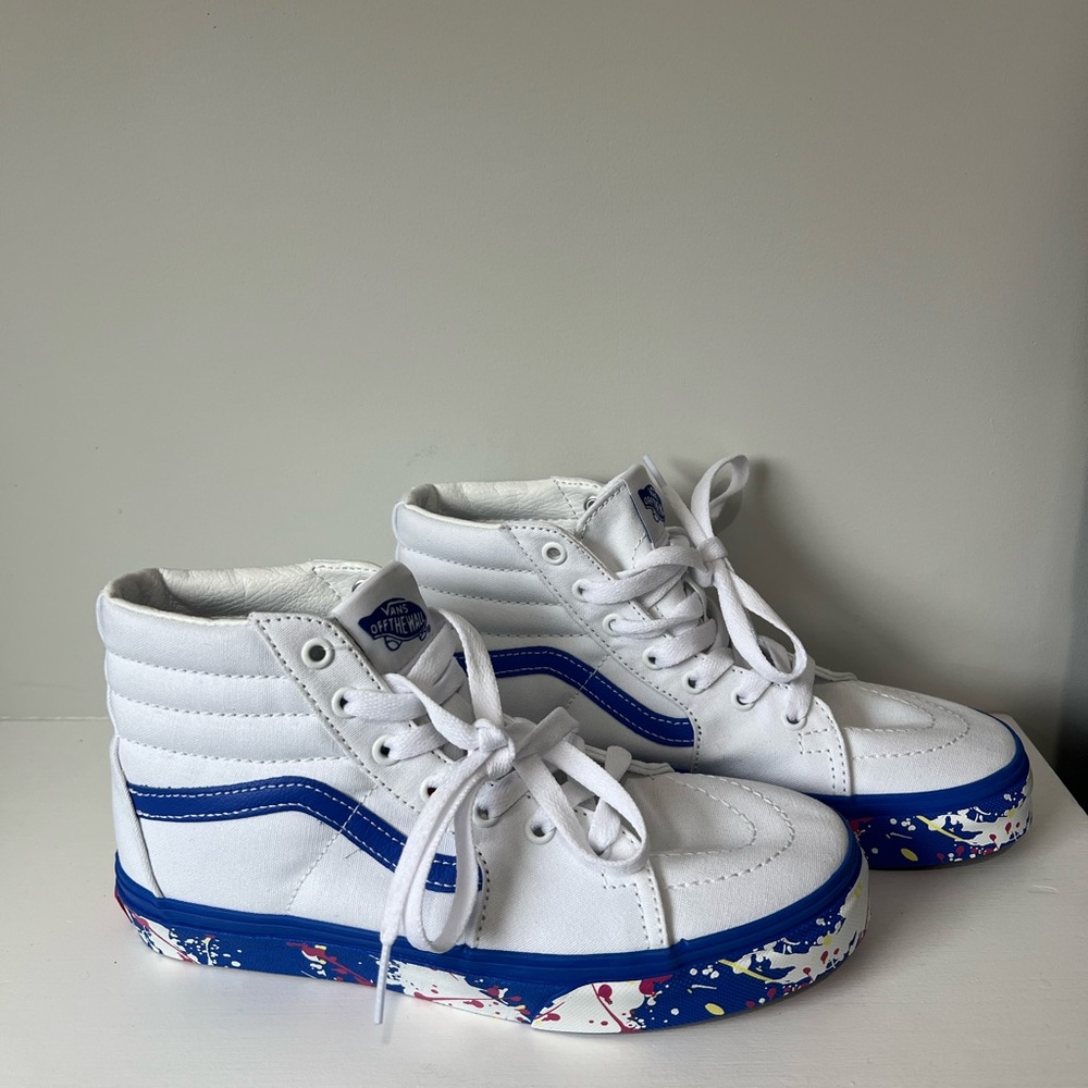 Vans white paint high tops for youth new never worn